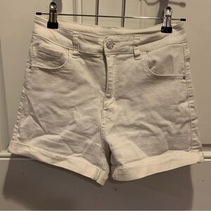 SHEIN Cream White Jean Shorts Relaxed Fit Mid-Length Size 28